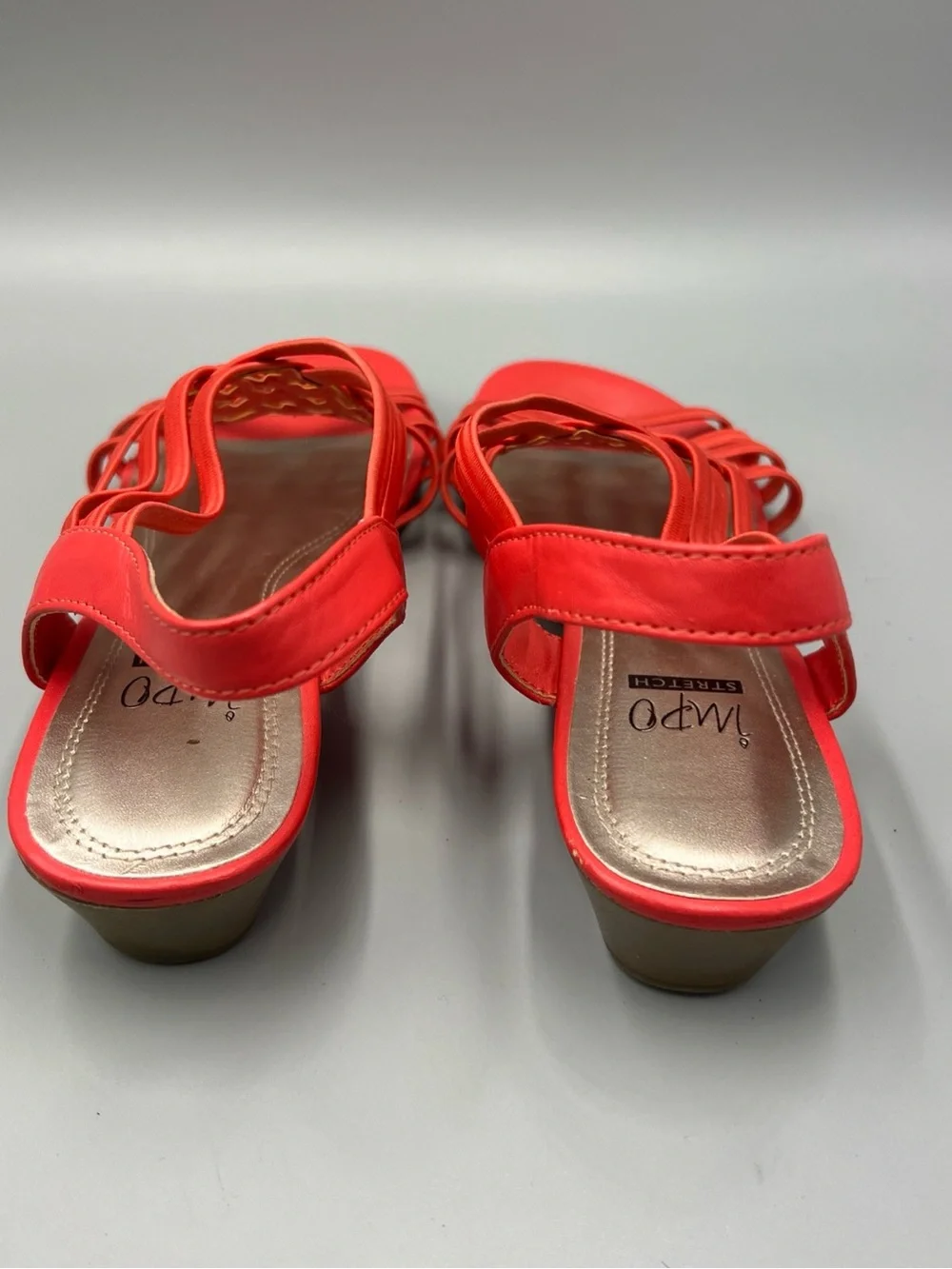 Impo Stretch Rezi Sandals. Salmon Pink, Orange Wedges. Women's Sz 8M
